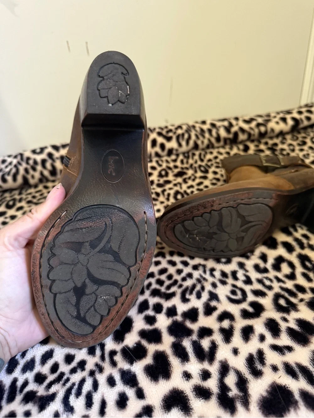 Women's Brown Leather Ankle Boots with Buckle Detail